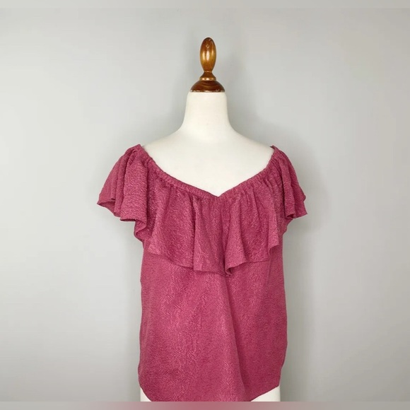 Rebecca Taylor Silk Rose Blouse Off The Shoulder size 2 - Picture 7 of 7